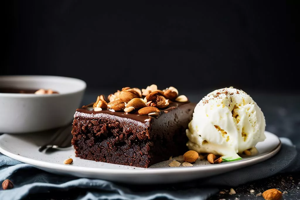 brownie cremoso de chocolate com sorvete