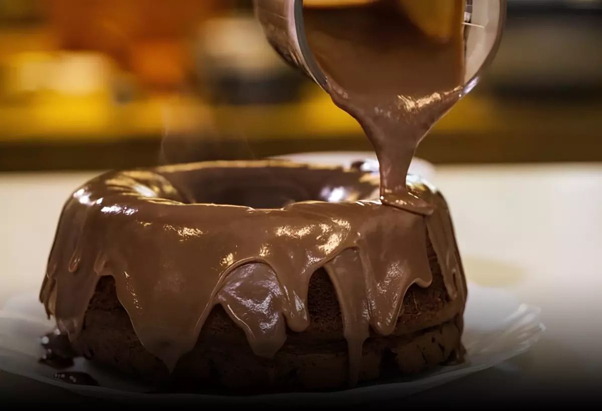 um bolo nega maluca com bastante cobertura de chocolate.