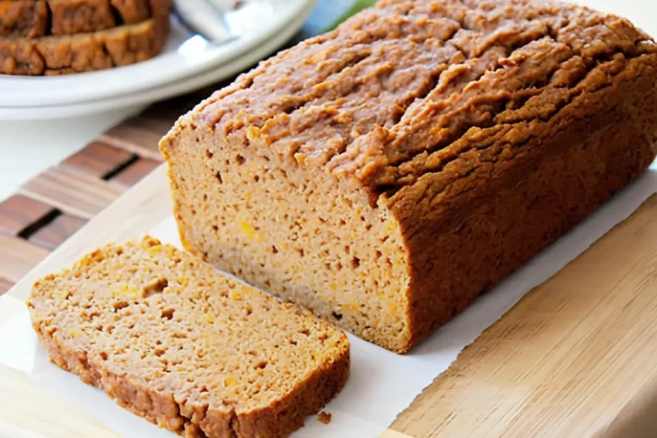 Um pão de batata doce fit pronto para ser servido.