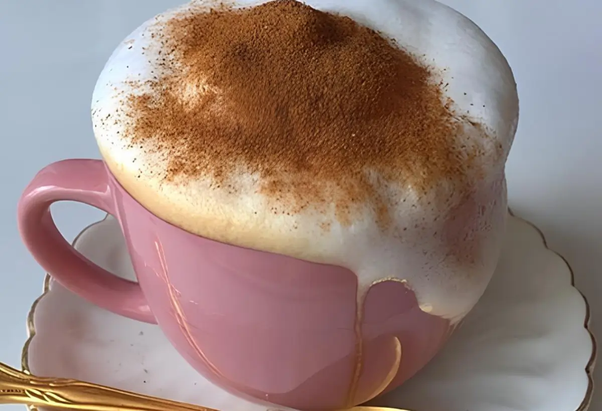 um xícara com um capuccino fit caseiro