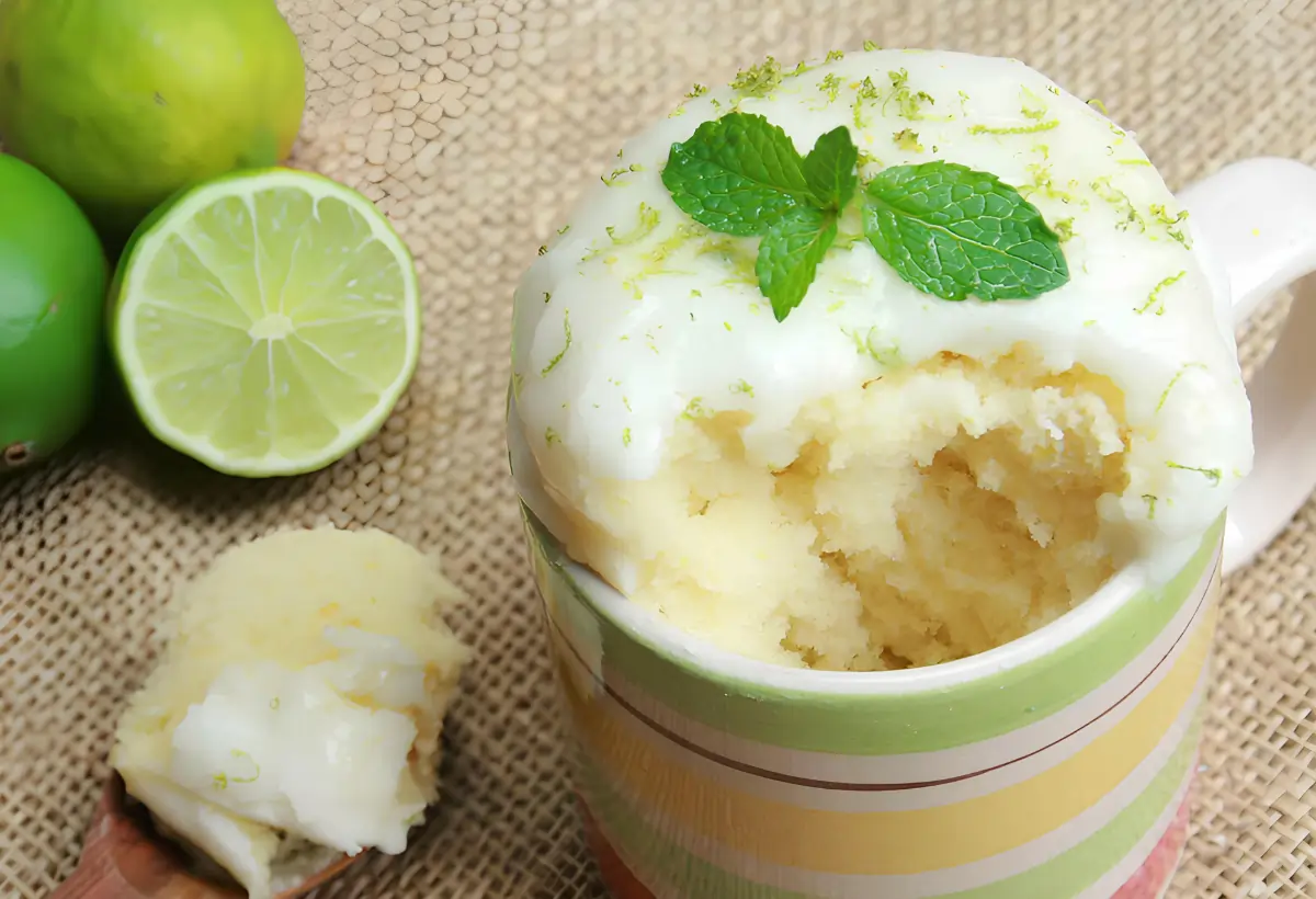 Um Bolo de caneca de limão siciliano low carb.