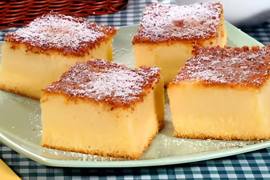 Um prato com fatias de bolo de fubá cremoso.