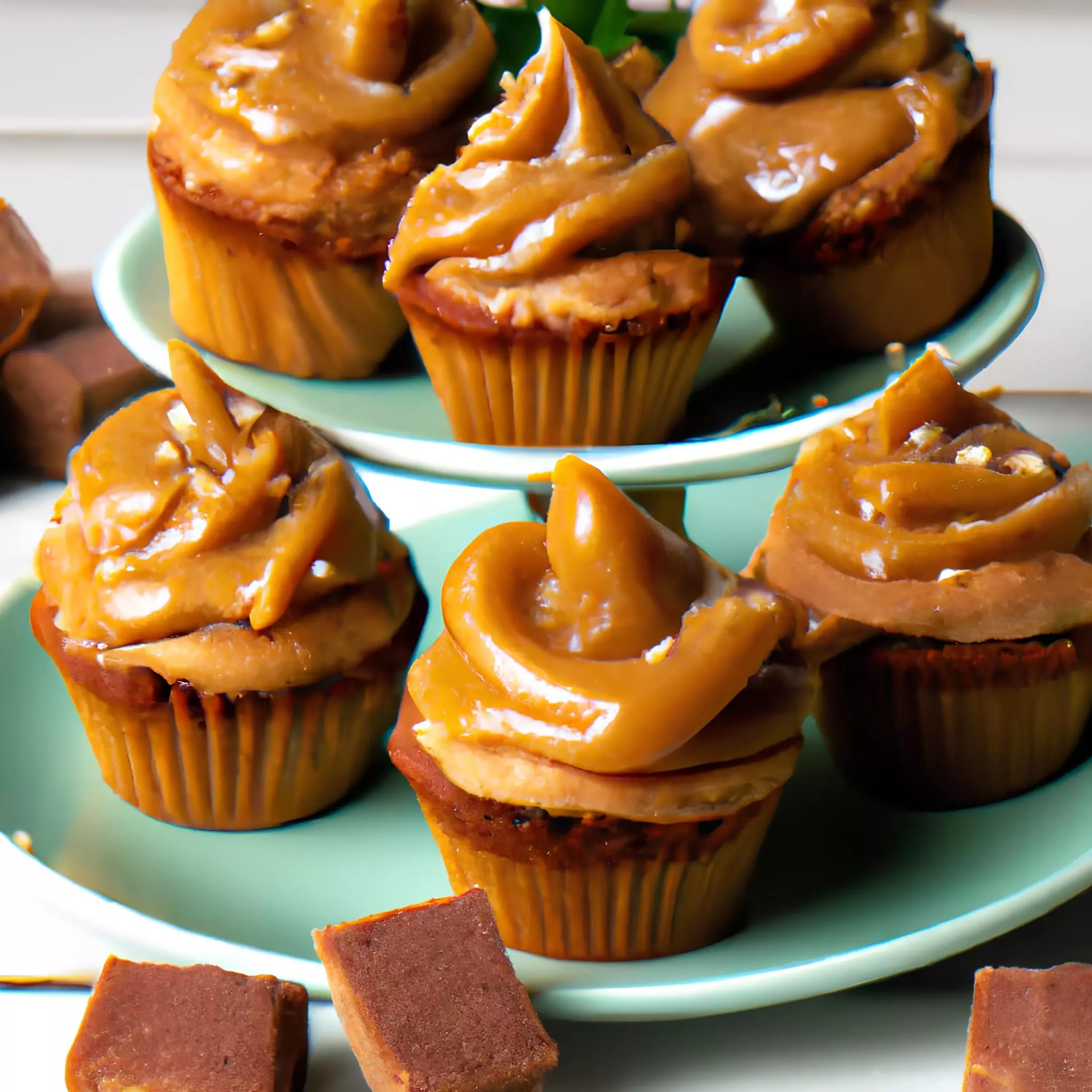 vários churros de cupcakes prontos para serem servidos