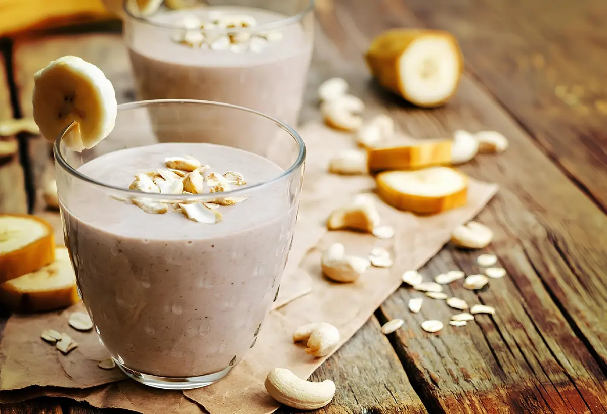 Dois copos de vitamina de banana fit