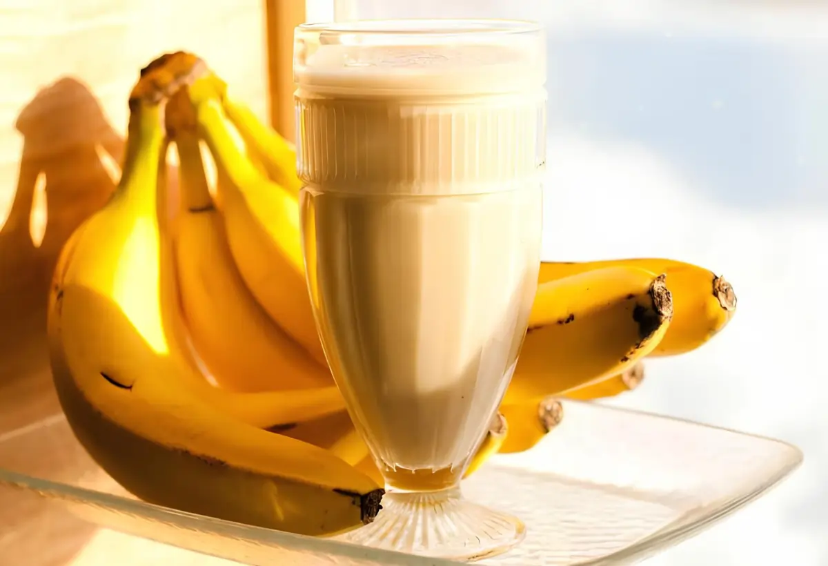 Uma vitamina de banana com farinha láctea.