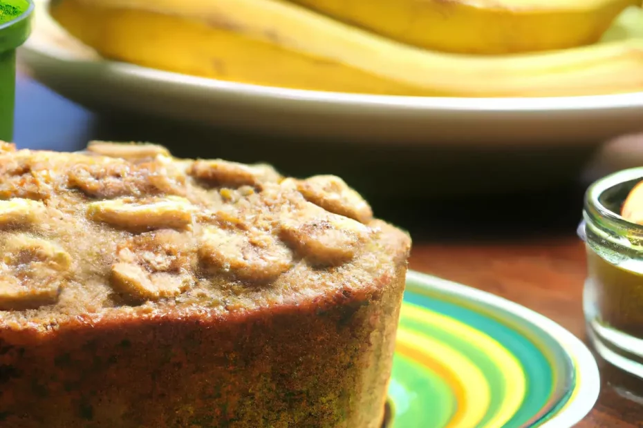 Um prato com um Bolo de Farinha de Banana Verde.