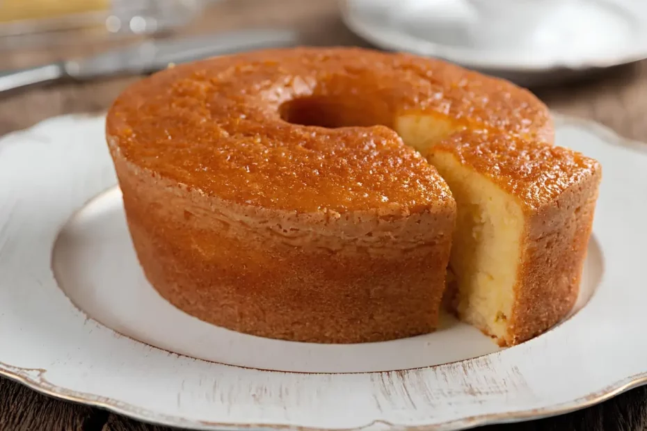 Um prato com um bolo de banana sem fermento