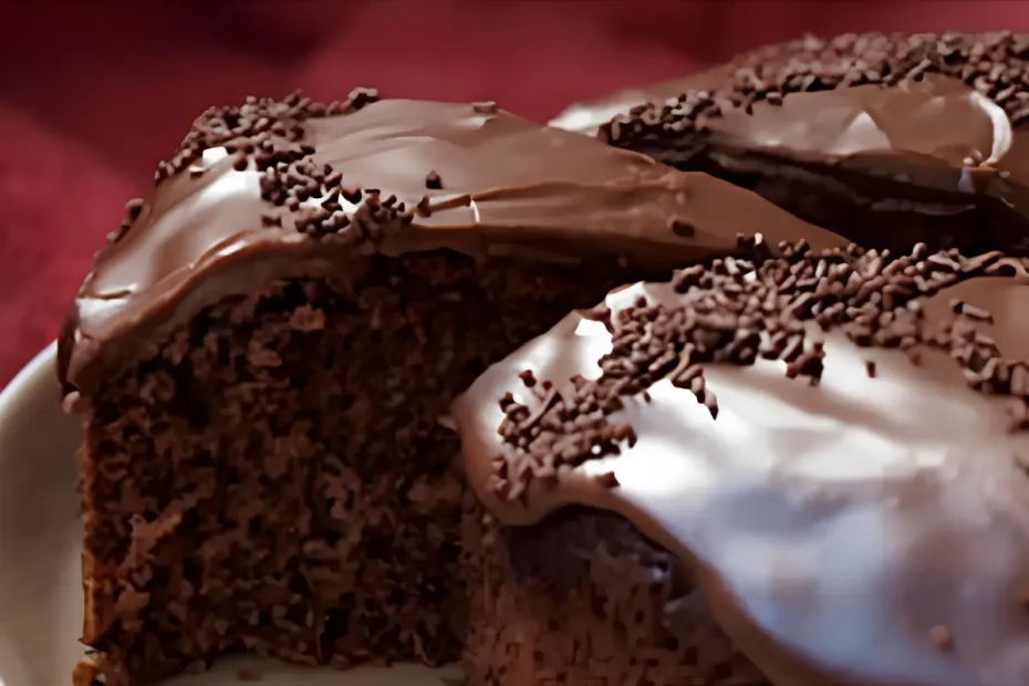 fatias de bolo de chocolate com óleo de coco.