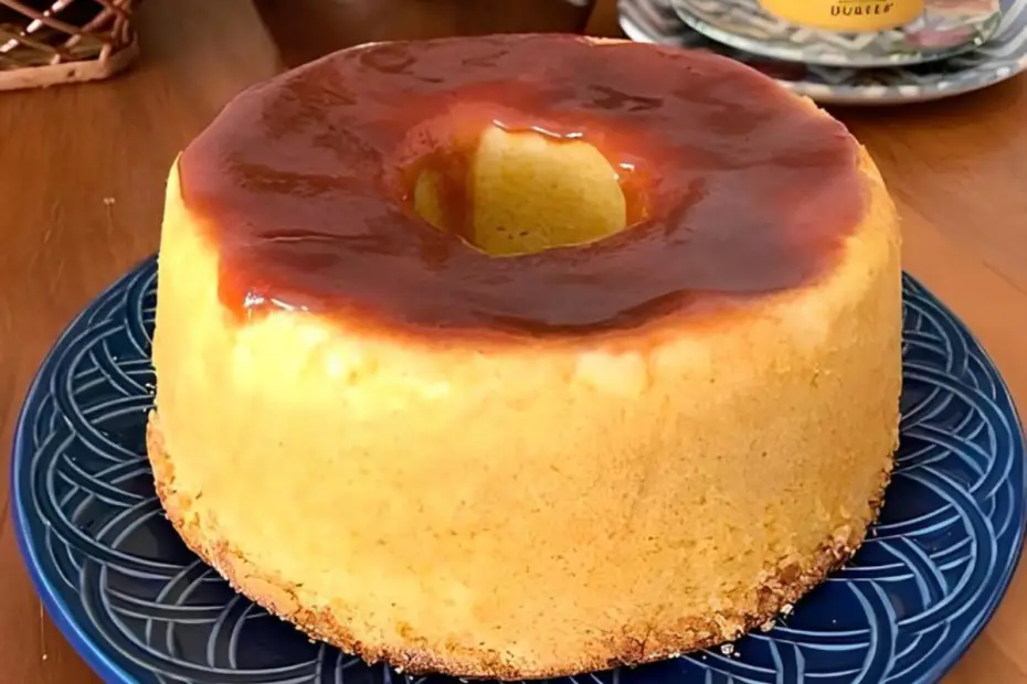 Um prato com bolo de fubá com requeijão.