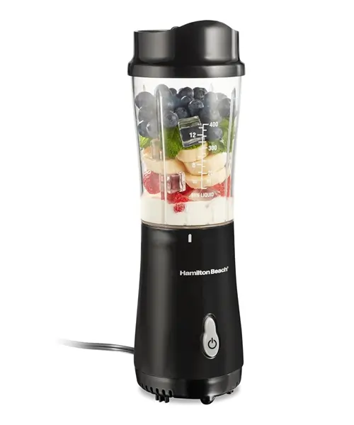 Hamilton Beach Liquidificador pessoal para shakes e smoothies com copo de viagem de 400 ml e tampa, preto (51101AV)