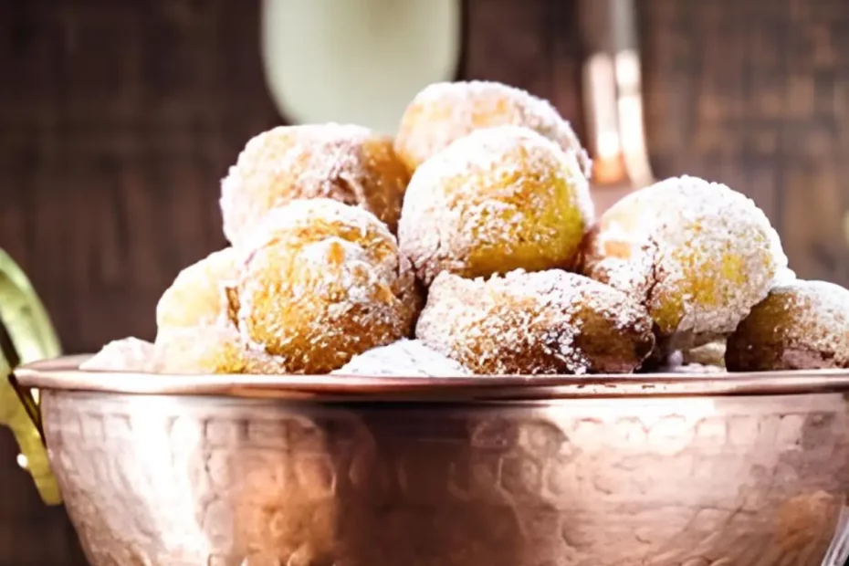 Uma tigela com bolinhos de chuva com bicabornato.