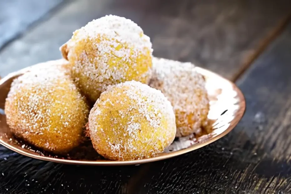 um prato com bolinho de chuva de farinha de milho.