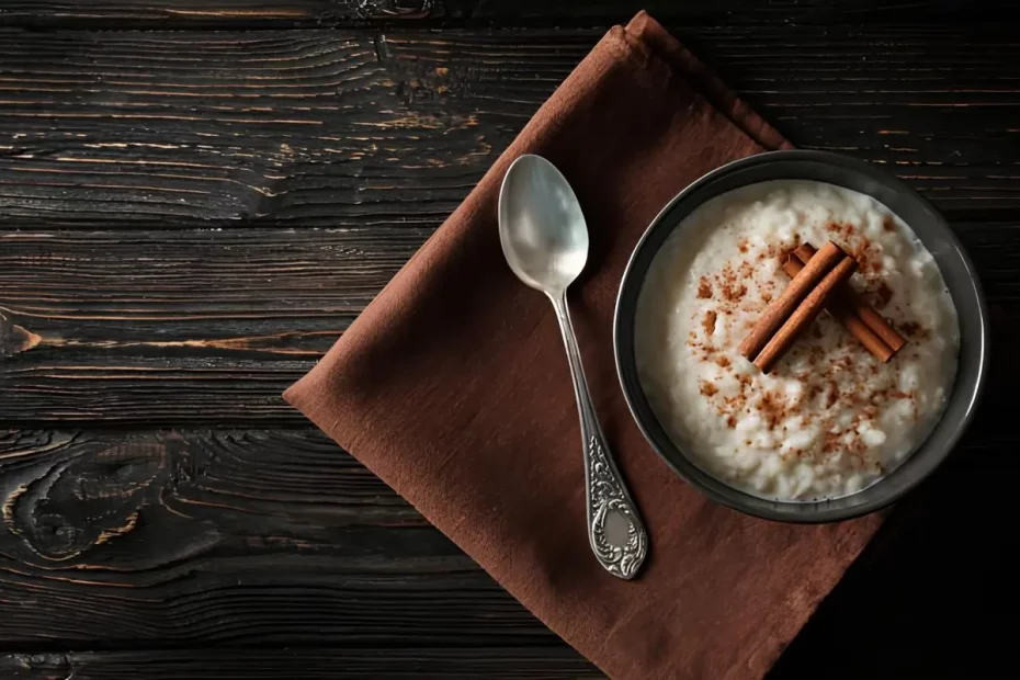 Uma tigela com mingau de tapioca.