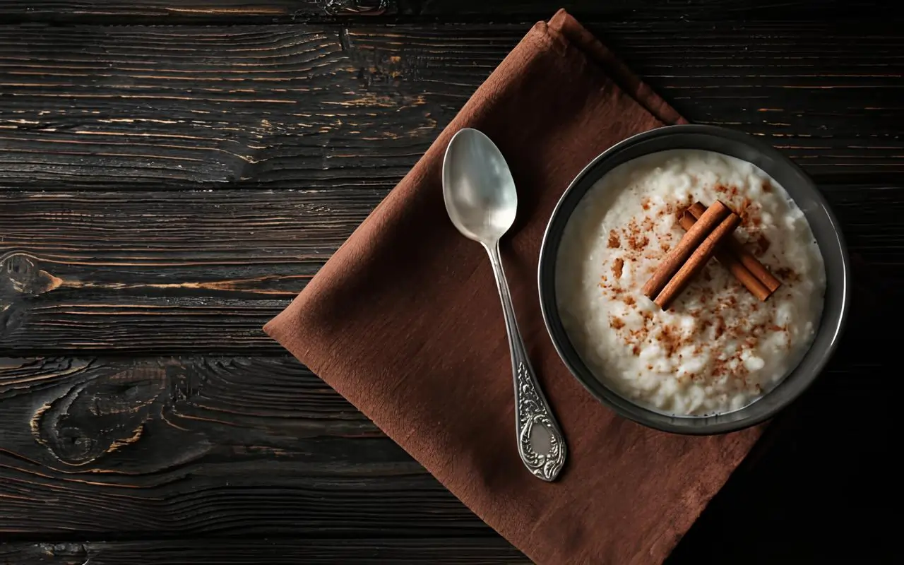 Uma tigela com mingau de tapioca.