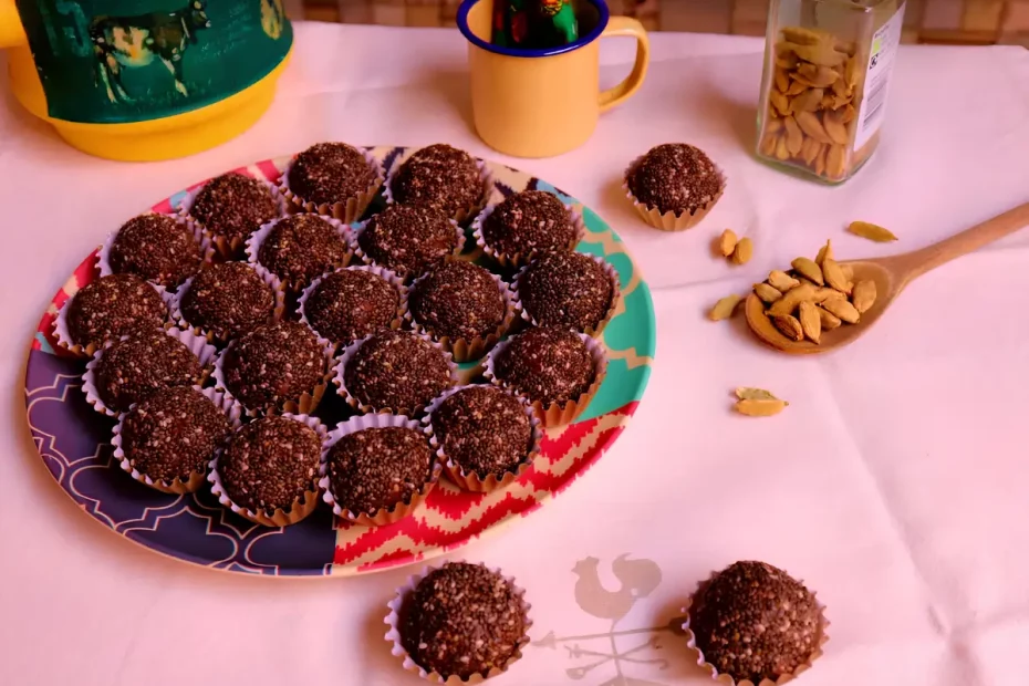 bandeja com brigadeiros de cardamomo