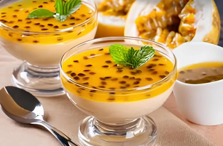 duas taças de creme de maracujá.