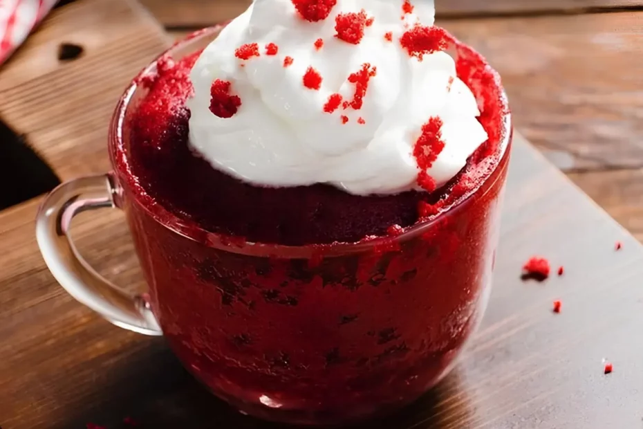 um bolo de caneca de red velvet.