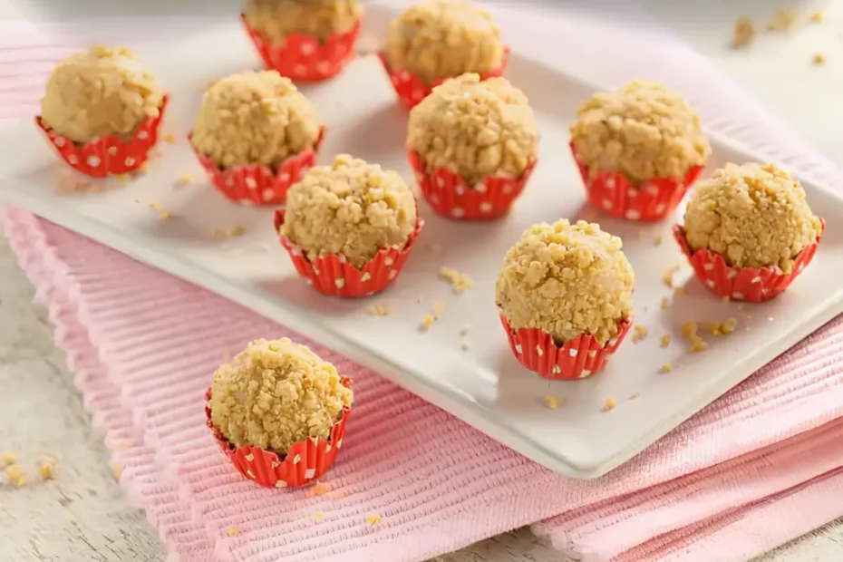 uma travessa com brigadeiros de paçoca.