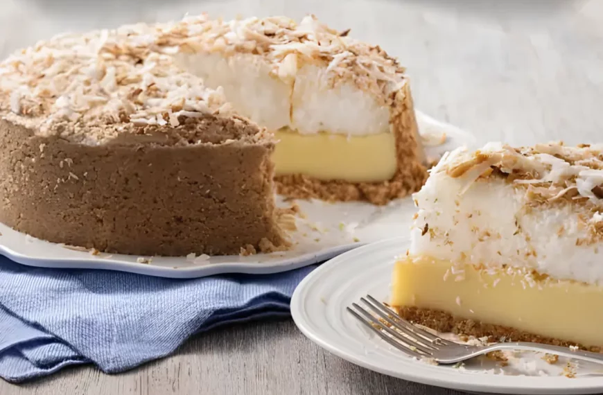 Um prato com torta de coco.