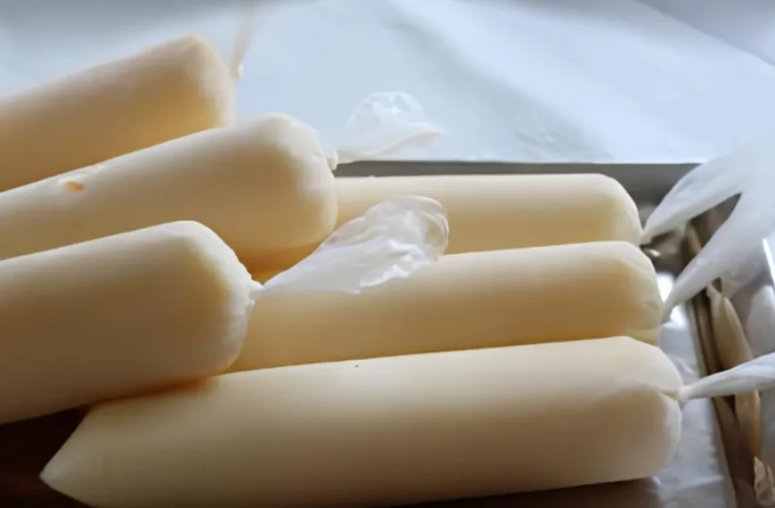 geladinhos cupuaçu em cima de uma mesa prontos para serem servidos.