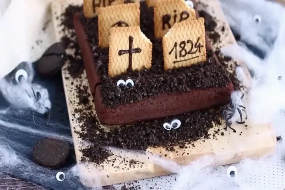 Brownies de Cemitério com Decoração de Lápide Receita Completa Fácil e Divertida para o Halloween 2