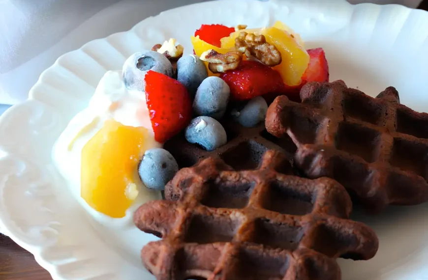 Receita de Waffle de Chocolate com Nozes