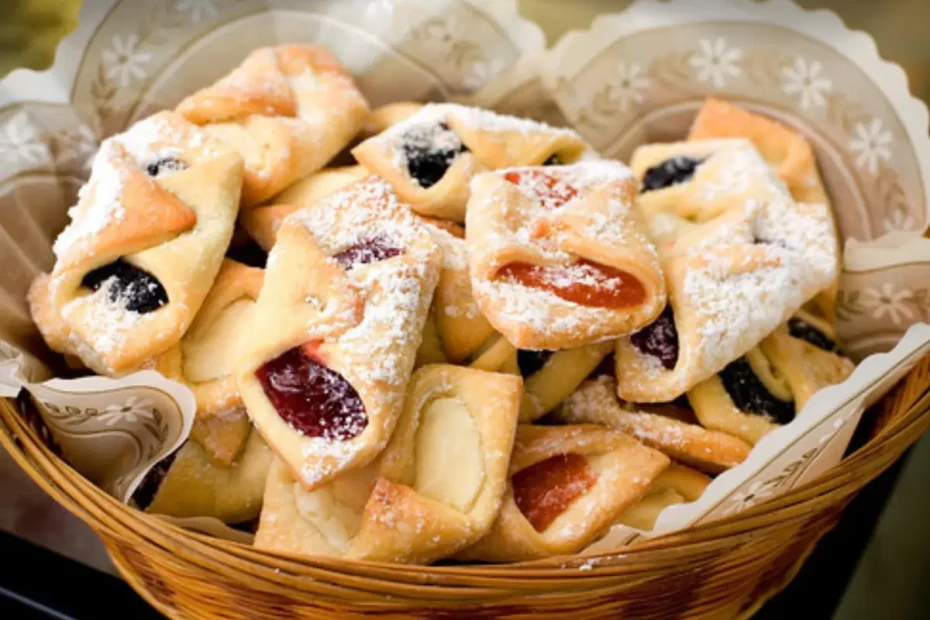 biscoitos de natal kolaczki prontos para serem servidos.