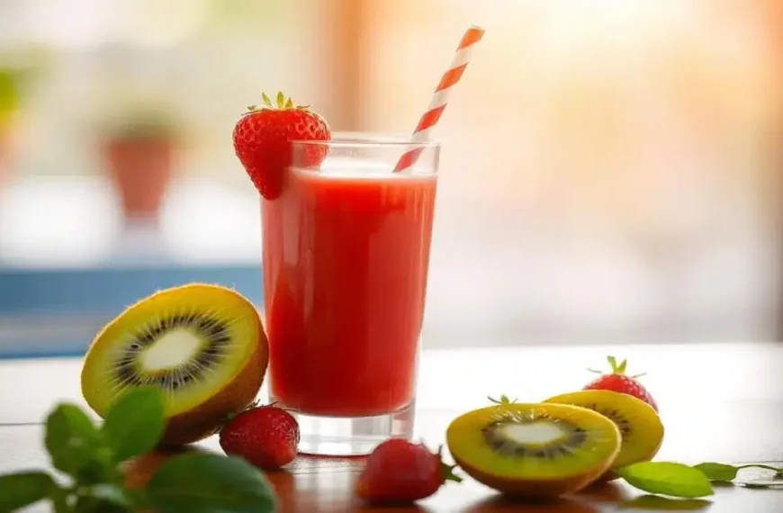 Água Detox com Morango e Kiwi